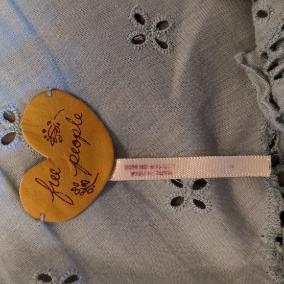 Free people Dusty Blue Lace Applique Cap Sleeve Mini Dress - Picture 11 of 11